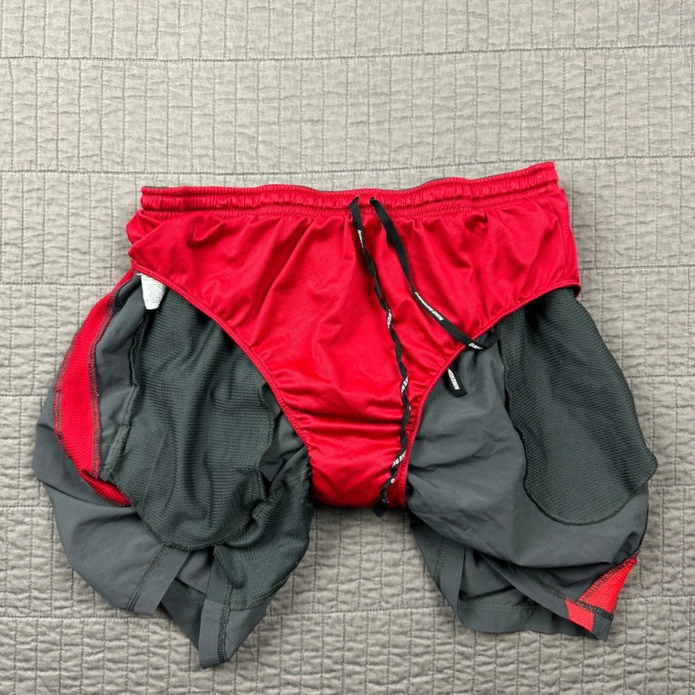 Nike Dri-FIT Mens Large Running Shorts Grey Red Brief Lined 6